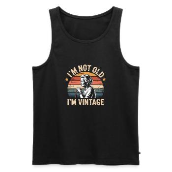 Je ne suis pas vieille, je suis l’humour de grand-mère vintage - Débardeur bio Premium Homme - noir - Devant - AI Model Male 178 light (178cm)