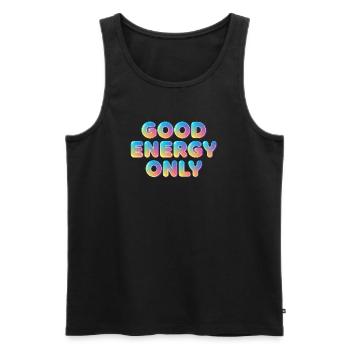 Nur Gute Energie – bunte 3D Typo - Männer Premium Bio Tank Top - Schwarz - Vorne - AI Model Male 178 light (178cm)