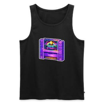 Retro Arcade Start Neon - Männer Premium Bio Tank Top - Schwarz - Vorne - AI Model Male 178 light (178cm)