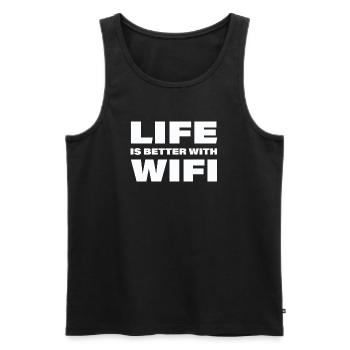 LIFE IS BETTER WITH WIFI - Men's Premium Organic Tank Top - black - Front - AI Model Male 178 light (178cm)