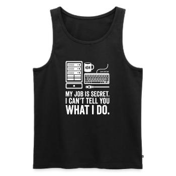 Mon travail est secret – Design pour les nerds en informatique - Débardeur bio Premium Homme - noir - Devant - AI Model Male 178 light (178cm)