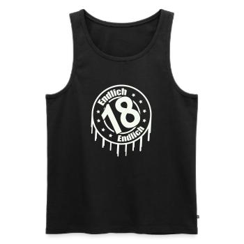 finally 18 - Men's Premium Organic Tank Top - black - Front - AI Model Male 178 light (178cm)