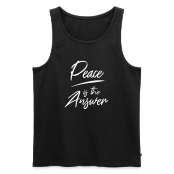 Peace is the Answer Typografie Design Spruch - Männer Premium Bio Tank Top - Schwarz - Vorne - Michal (187cm)