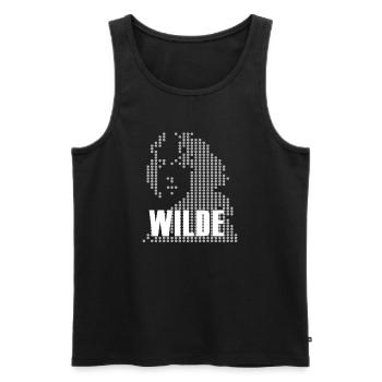 Oscar Wilde Halftone Portrait Logo - Men's Premium Organic Tank Top - black - Front - AI Model Male 178 light (178cm)