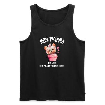 Pyjama Chien Yorkshire Drôle  - Débardeur bio Premium Homme - noir - Devant - Michal (187cm)