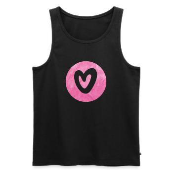 Mariage d'amour en fourrure rose duveteuse avec un cœur en forme de cercle - Débardeur bio Premium Homme - noir - Devant - AI Model Male 178 light (178cm)