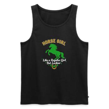 Horse Girl Luckier Graphic - Männer Premium Bio Tank Top - Schwarz - Vorne - AI Model Male 178 light (178cm)