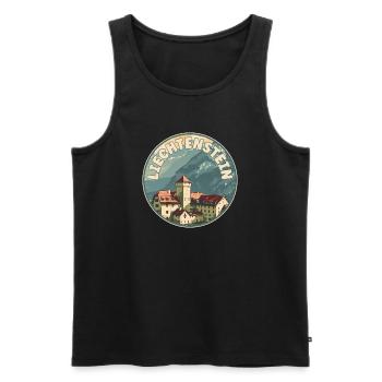 Entdecken Sie Reisekunst der Burg Liechtenstein Vaduz - Männer Premium Bio Tank Top - Schwarz - Vorne - AI Model Male 178 light (178cm)