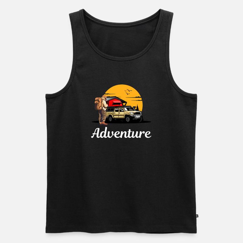 Abenteuerpfad Campingroadtrip - Männer Premium Bio Tank Top - Schwarz