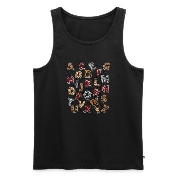 Safari Afrika serengeti alphabet buchstaben - Männer Premium Bio Tank Top - Schwarz - Vorne - AI Model Male 178 light (178cm)