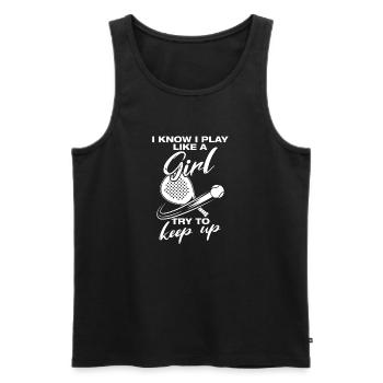 I play like a girl lustiges Padelball Spieler - Männer Premium Bio Tank Top - Schwarz - Vorne - Michal (187cm)