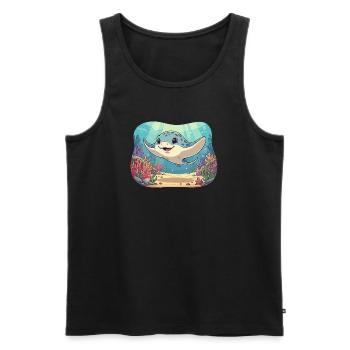 Happy manta ray in the reef - Men's Premium Organic Tank Top - black - Front - AI Model Male 178 light (178cm)
