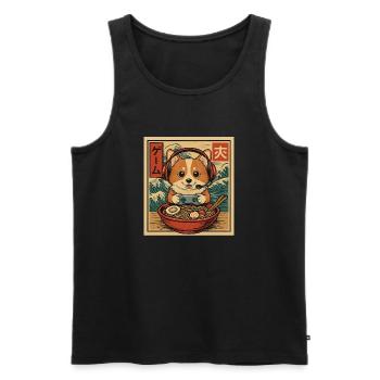 Ramen Corgi Gaming Anime Japanese Noodle Bowl - Men's Premium Organic Tank Top - black - Front - Michal (187cm)