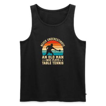 Tischtennis Ein alter Mann, der Tischtennis spielt - Männer Premium Bio Tank Top - Schwarz - Vorne - AI Model Male 178 light (178cm)