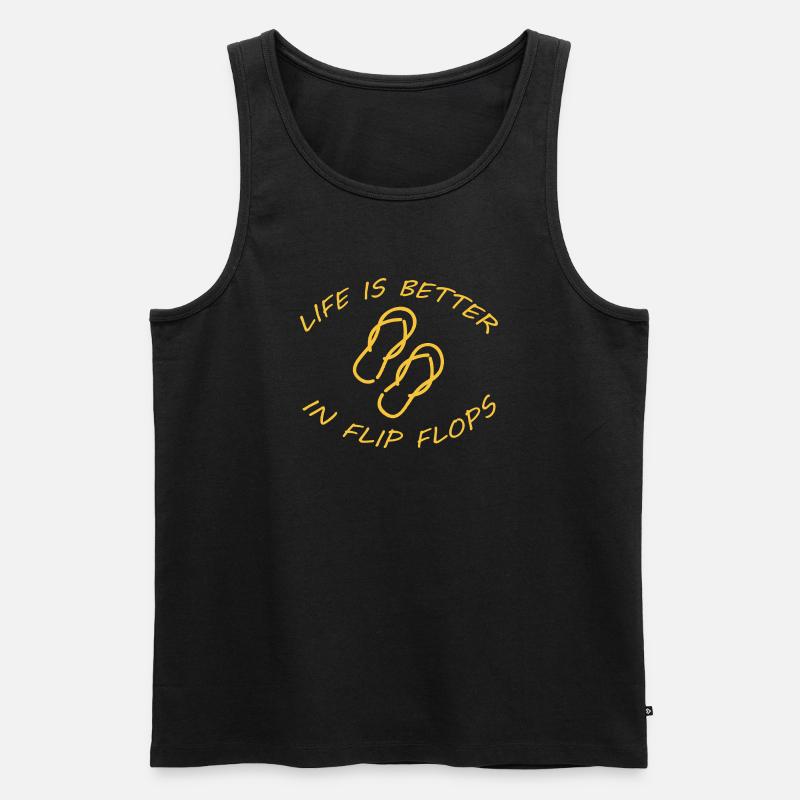 LIFE IS BETTER IN FLIP FLOPS - Männer Premium Bio Tank Top - Schwarz