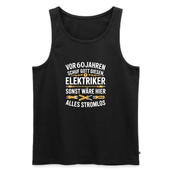 Technicien en électronique, 60 ans, électricien électrique - Débardeur bio Premium Homme - noir - Devant - AI Model Male 178 light (178cm)