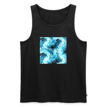 Aqua Marble Pattern Waves - Men's Premium Organic Tank Top - black - Front - AI Model Male 178 light (178cm)