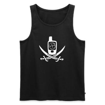 Geocaching Piratenflagge Weiß - Männer Premium Bio Tank Top - Schwarz - Vorne - AI Model Male 178 light (178cm)