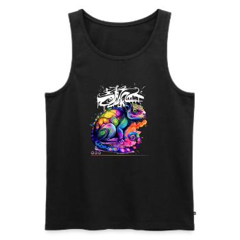 Graffiti caméléon coloré - Débardeur bio Premium Homme - noir - Devant - AI Model Male 178 light (178cm)