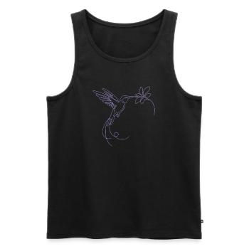 Minimalistisch Kolibri Silhouette Vogel Fliegen - Männer Premium Bio Tank Top - Schwarz - Vorne - Michal (187cm)