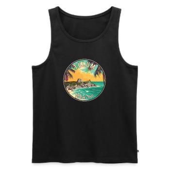 Tulum in Mexiko Tropisches Paradies Reisekunst - Männer Premium Bio Tank Top - Schwarz - Vorne - AI Model Male 178 light (178cm)