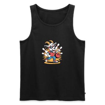 Dessin animé GOAT des chèvres drôles qui jouent au bowling - Débardeur bio Premium Homme - noir - Devant - AI Model Male 178 light (178cm)