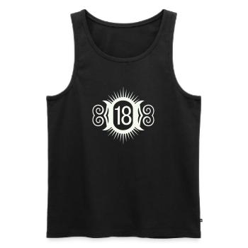 18 - Men's Premium Organic Tank Top - black - Front - AI Model Male 178 light (178cm)