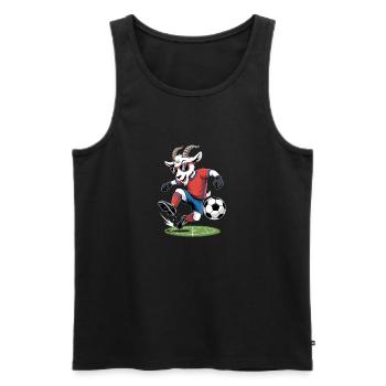 Chèvre de football cool avec des lunettes de soleil - Débardeur bio Premium Homme - noir - Devant - Michal (187cm)