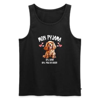 Lustige Cocker Spaniel Hundepyjamas - Männer Premium Bio Tank Top - Schwarz - Vorne - Michal (187cm)