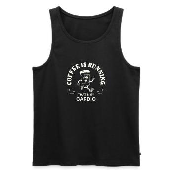 Coffee Is Running – Coffee Drinker Saying retro - Men's Premium Organic Tank Top - black - Front - Michal (187cm)