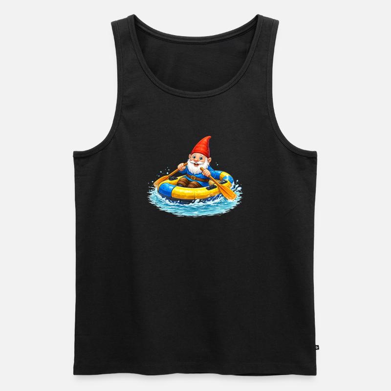 Gartenzwerg im Schlauchboot auf Sommerabenteuer - Männer Premium Bio Tank Top - Schwarz