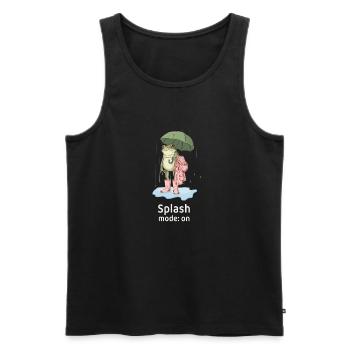 Funny Frog in Rain - Splash mode on - Men's Premium Organic Tank Top - black - Front - AI Model Male 178 light (178cm)