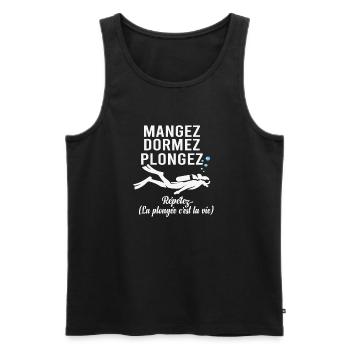 Plongée Sous-Marine Mangez Dormez Plongez - Débardeur bio Premium Homme - noir - Devant - AI Model Male 178 light (178cm)