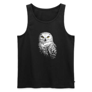 Schneeeule - Männer Premium Bio Tank Top - Schwarz - Vorne - AI Model Male 178 light (178cm)