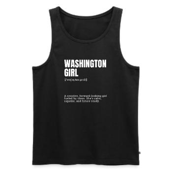 Washington Girl Typo Portrait - Männer Premium Bio Tank Top - Schwarz - Vorne - Michal (187cm)