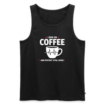 Humour Infirmier Café et Signes Vitaux Patients - Débardeur bio Premium Homme - noir - Devant - Michal (187cm)