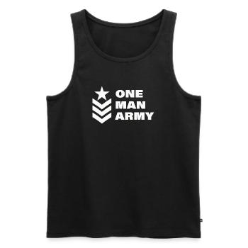 one man - Men's Premium Organic Tank Top - black - Front - AI Model Male 178 light (178cm)
