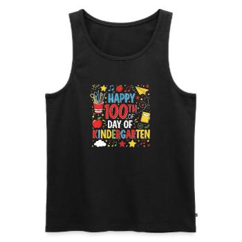 100 Days of Kindergarten Happy 100th Day of School - Men's Premium Organic Tank Top - black - Front - AI Model Male 178 light (178cm)