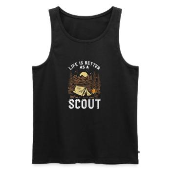 Das Leben Ist Besser Als Ein Pfadfinderlager Zelt - Männer Premium Bio Tank Top - Schwarz - Vorne - AI Model Male 178 light (178cm)