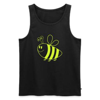 Glowing Honey Bee – Neon Green Cartoon - Men's Premium Organic Tank Top - black - Front - AI Model Male 178 light (178cm)