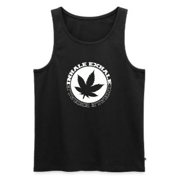 Logo rond de feuilles de cannabis - Débardeur bio Premium Homme - noir - Devant - AI Model Male 178 light (178cm)