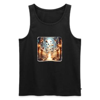 Bibliothekszauber: Fliegende Bücher - Männer Premium Bio Tank Top - Schwarz - Vorne - AI Model Male 178 light (178cm)