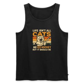 Hockey Katze Humor Eishockey Fan Geschenkidee - Men's Premium Organic Tank Top - black - Front - AI Model Male 178 light (178cm)