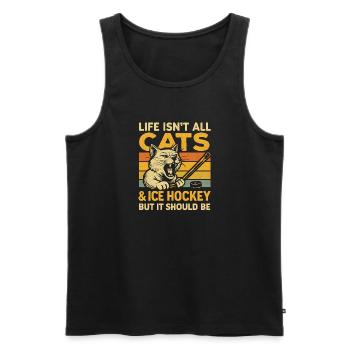Hockey Katze Humor Eishockey Fan Geschenkidee - Men's Premium Organic Tank Top - black - Front - AI Model Male 178 light (178cm)