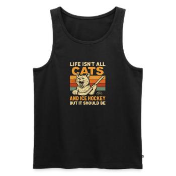 Hockey Katze Humor Eishockey Fan Geschenkidee - Men's Premium Organic Tank Top - black - Front - AI Model Male 178 light (178cm)