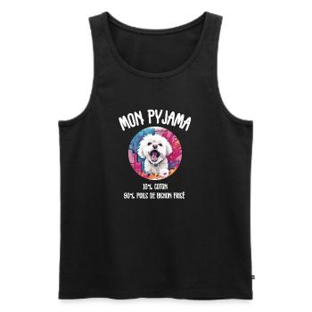 Funny Dog Bichon Pajamas - Men's Premium Organic Tank Top - black - Front - Michal (187cm)