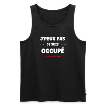 Ich kann nicht, ich bin beschäftigt - Männer Premium Bio Tank Top - Schwarz - Vorne - AI Model Male 178 light (178cm)