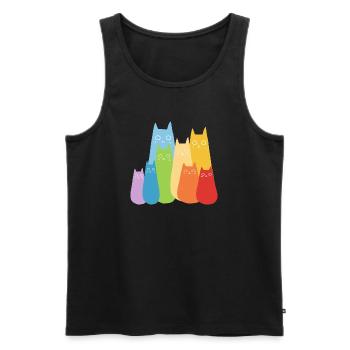 Bunte Katzen Katze Regenbogen - Männer Premium Bio Tank Top - Schwarz - Vorne - Michal (187cm)