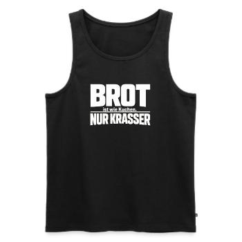 Bread is like cake. Only crasser - Men's Premium Organic Tank Top - black - Front - AI Model Male 178 light (178cm)