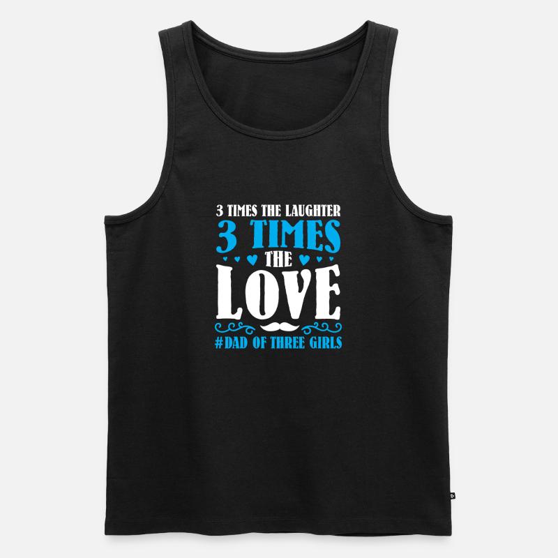 Papa Vater von drei Mädchen Töchtern - Männer Premium Bio Tank Top - Schwarz